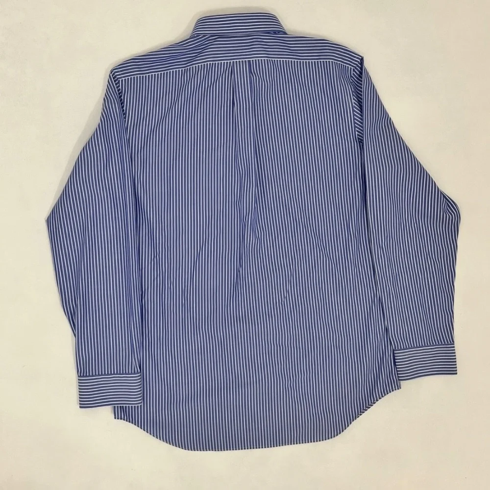 Banana Republic Men’s Dress Shirt 16-16.5 L Blue White Stripe Long‎ Sleeve